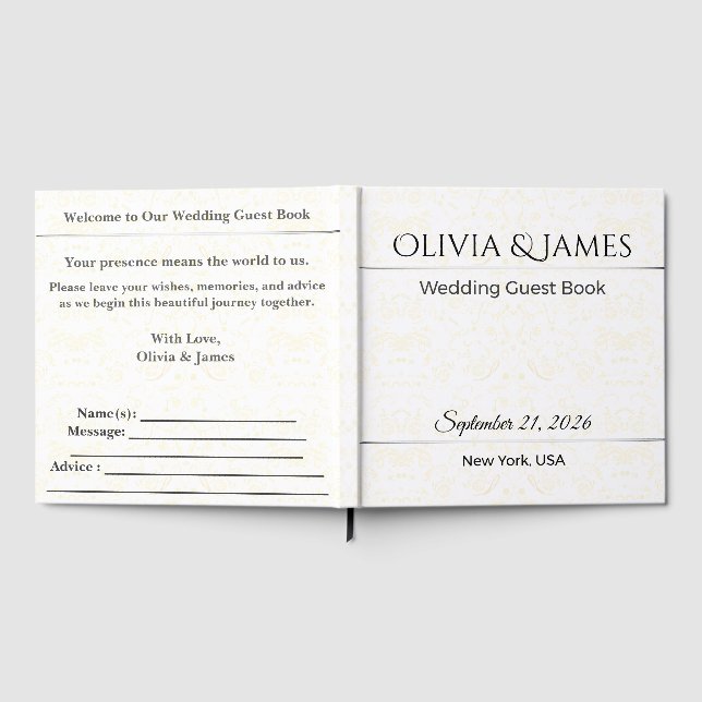 Luxury Wedding Guest Book Gold Elegant Keepsake (Full)