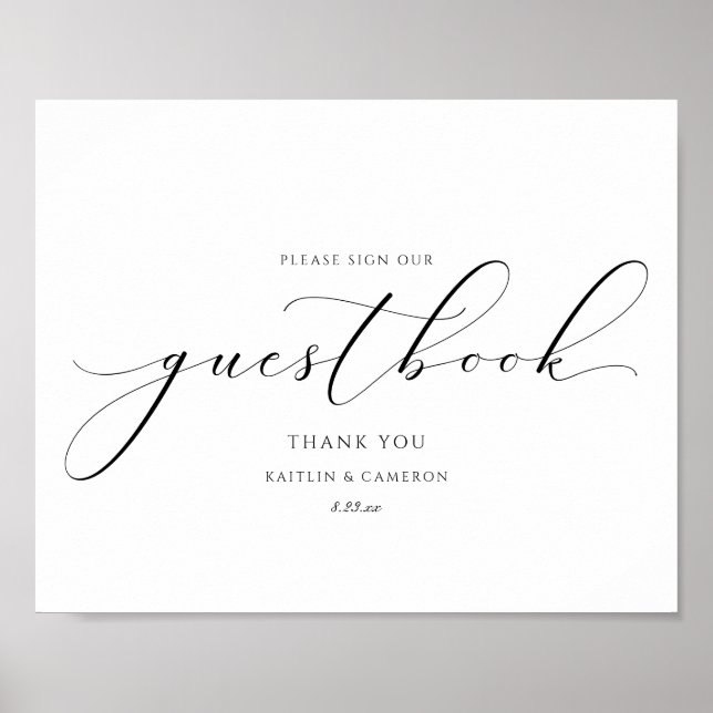Luxury Wedding Guestbook Elegant Calligraphy Sign (Front)