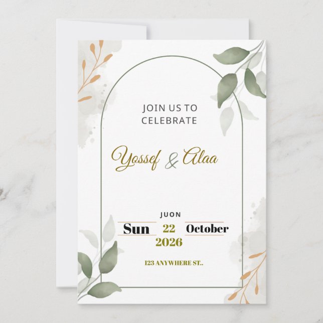 Luxury Wedding Invitation | Gold Accents | Modern  (Front)