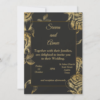Luxury Wedding Invitation, gold and black Invitation