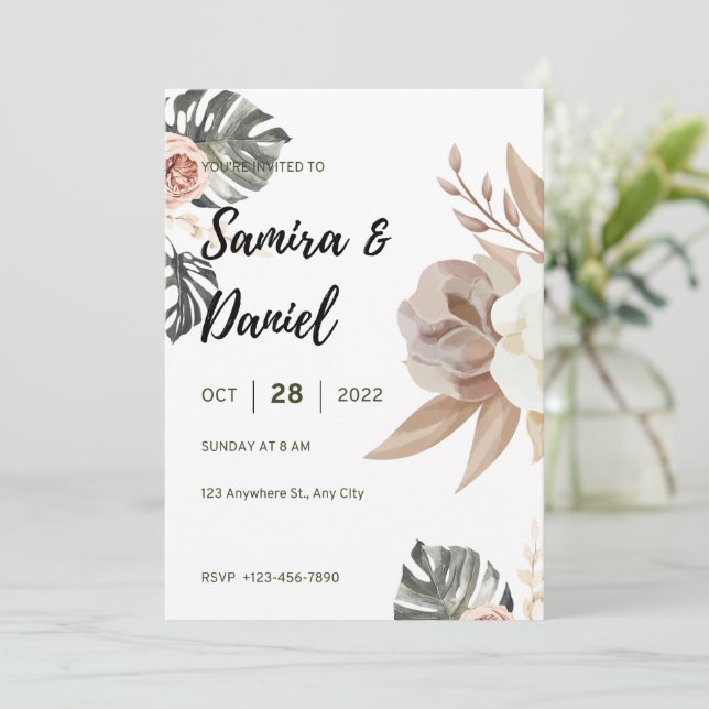 Luxury Wedding Invitation Gold Foil Style (Standing Front)