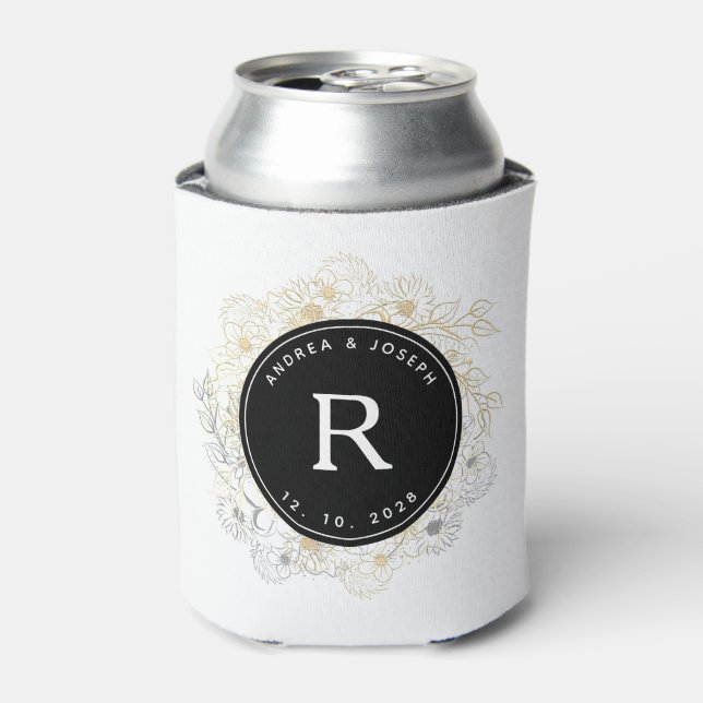 Luxury Wedding Monogram Can Cooler (Can Front)