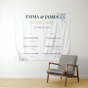 Luxury Wedding Seating Chart Elegant Fabric Sign Tapestry