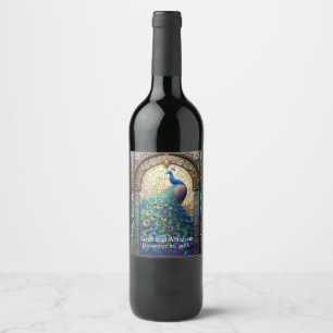 Luxury Wedding: Stained Glass Peacock Wine Labels