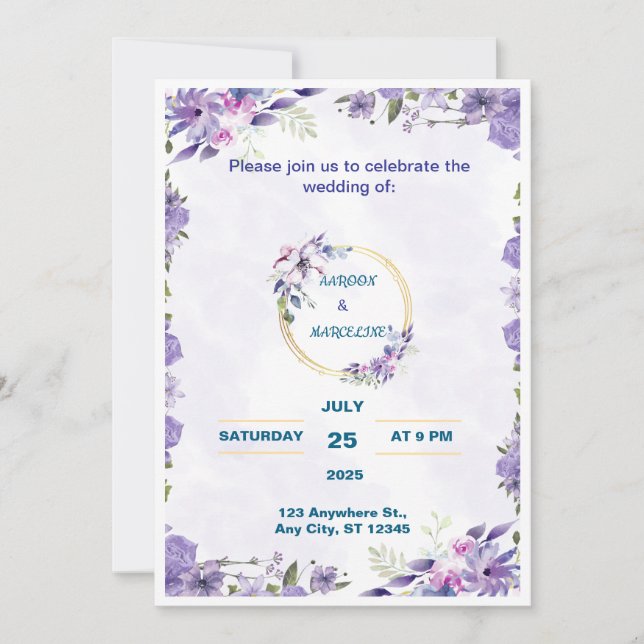Luxury wedding stationery with faux gold foil acc  invitation (Front)