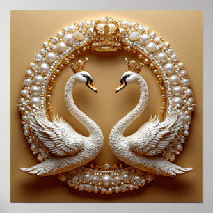 Luxury Wedding Swans Eternal Love Romantic Art 🦢 Poster