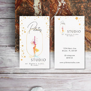 Luxury Wellness Yoga Beauty Studio Golden Stars  Business Card
