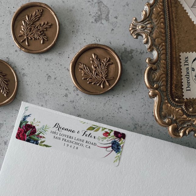 Luxury Whimsical Boho Floral Return Address  Label (Creator Uploaded)