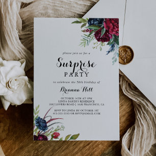 Luxury Whimsical Boho Floral Surprise Party  Invitation