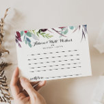 Luxury Whimsical Boho Floral Wedding Advice Card<br><div class="desc">This luxury whimsical boho floral wedding advice card is perfect for a rustic wedding. The design features multicolor rose and peony flowers with green foliage, inspiring natural beauty. These cards are perfect for a wedding, bridal shower, baby shower, graduation party & more. Personalise the cards with the names of the...</div>