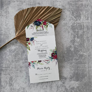 Luxury Whimsical Boho Floral Wedding All In One Invitation