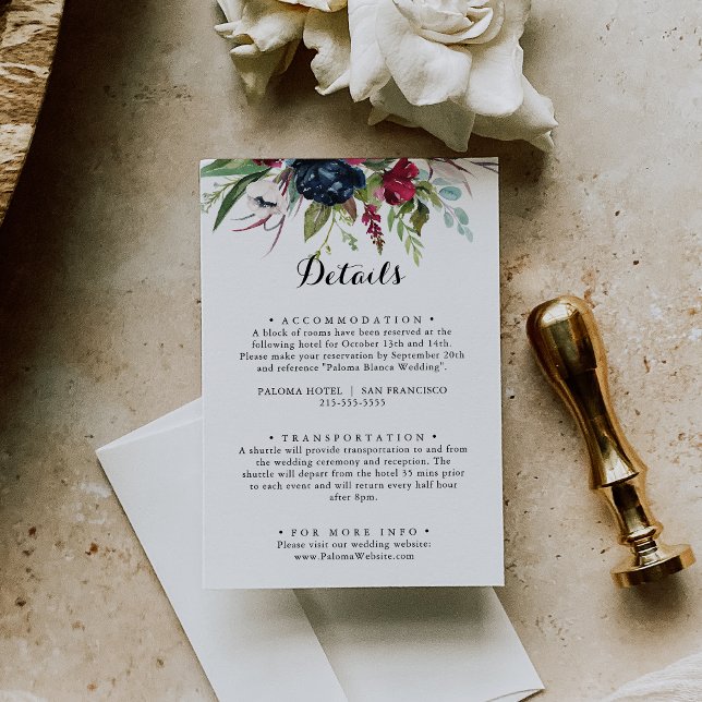 Luxury Whimsical Boho Floral Wedding Details  Enclosure Card (Creator Uploaded)
