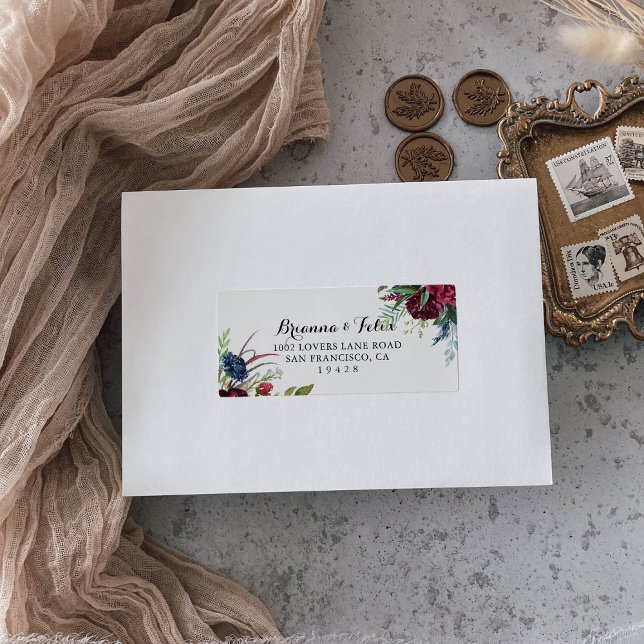 Luxury Whimsical Boho Floral Wedding RSVP Address  Label (Creator Uploaded)