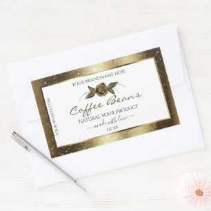 Luxury White and Gold Brown Glitter Product Labels