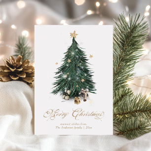 Luxury White and Gold Christmas  Holiday Card