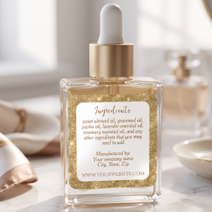 Luxury White and Gold Glitter Ingredients Label