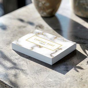 Luxury white and gold marble effect business card