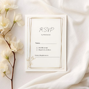 Luxury white and gold minimalist RSVP Invitation