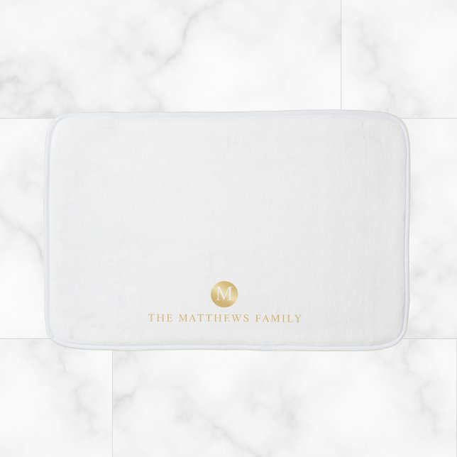 Luxury White and Gold Personalised Monogram Bath Mat (Creator Uploaded)