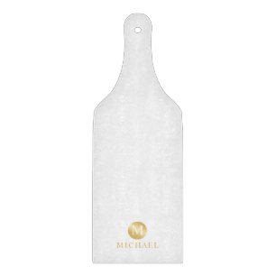 Luxury White and Gold Personalised Monogram Cutting Board
