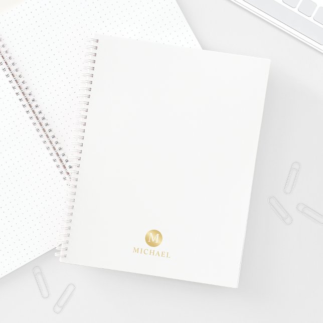 Luxury White and Gold Personalised Monogram Notebook (Creator Uploaded)