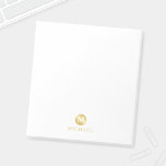 Luxury White and Gold Personalised Monogram Notepad<br><div class="desc">Luxury White and Gold Design
featuring white monogram in gold circle element with name in gold professional font style on white background.

Please Note : The foil details are simulated in the artwork. No actual foil will be used in the making of this product.</div>