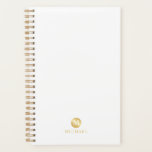 Luxury White and Gold Personalised Monogram Planner<br><div class="desc">Luxury White and Gold Personalised Monogram and Name Design
featuring white monogram in gold circle element with name in gold professional font style on white background.

Please Note : The foil details are simulated in the artwork. No actual foil will be used in the making of this product.</div>