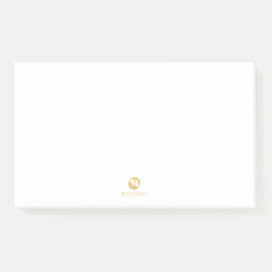 Luxury White and Gold Personalised Monogram Post-it Notes