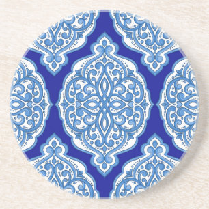 Luxury white-blue, Turkish ornament. Coaster