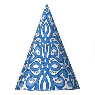 Luxury white-blue, Turkish ornament. Party Hat