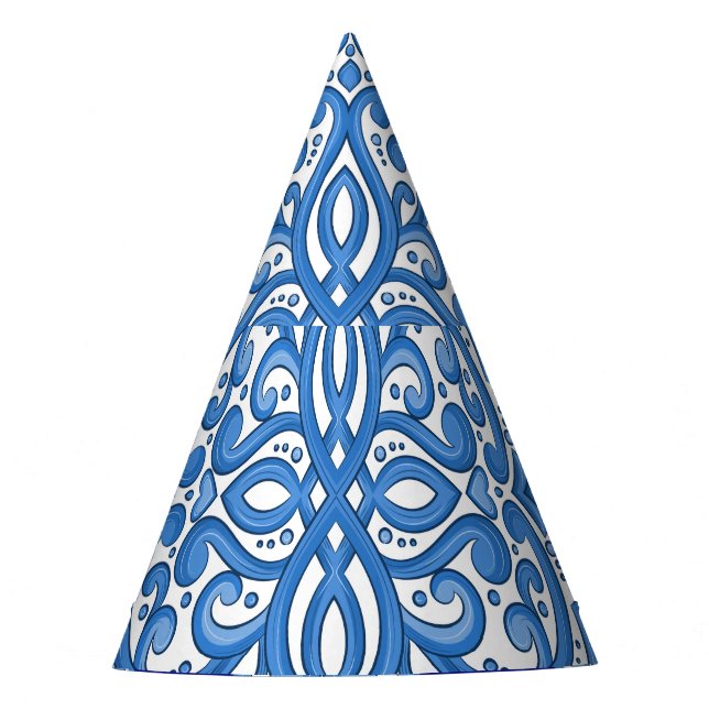 Luxury white-blue, Turkish ornament. Party Hat (Front)