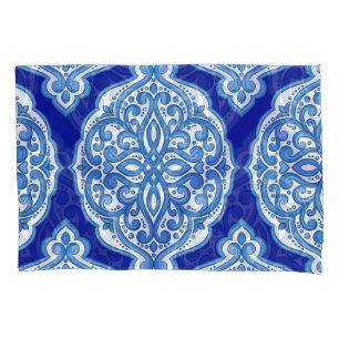 Luxury white-blue, Turkish ornament. Pillowcase
