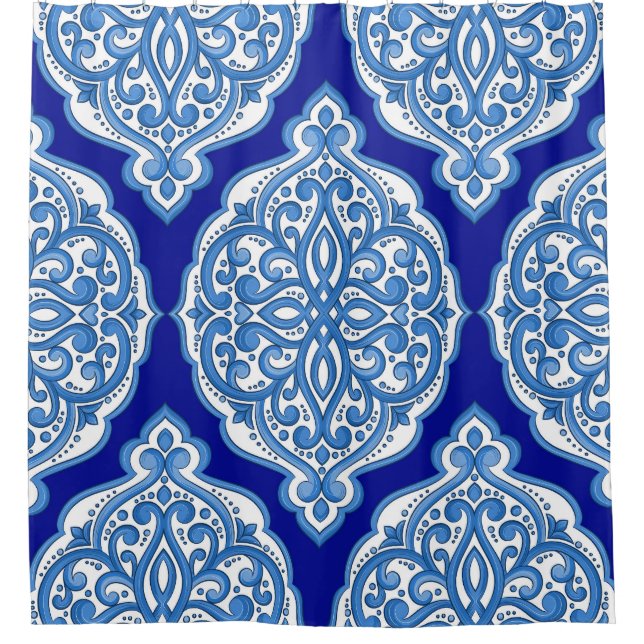 Luxury white-blue, Turkish ornament. Shower Curtain (Front)
