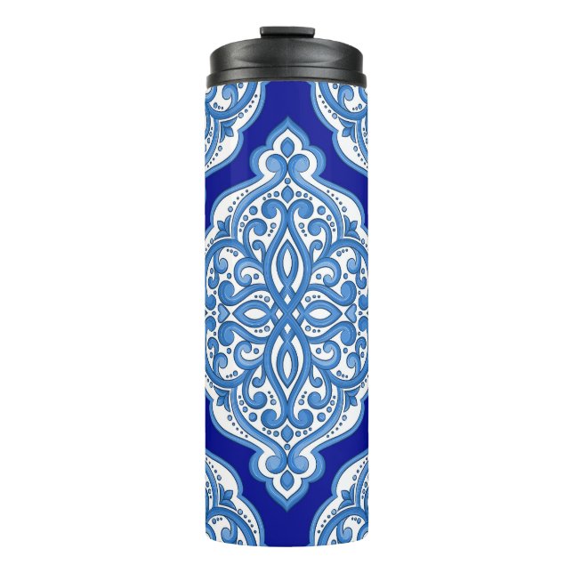 Luxury white-blue, Turkish ornament. Thermal Tumbler (Front)