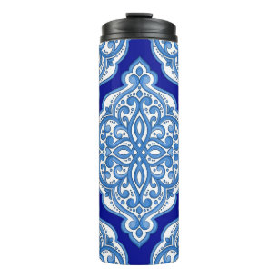 Luxury white-blue, Turkish ornament. Thermal Tumbler
