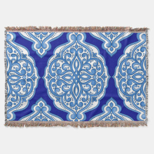 Luxury white-blue, Turkish ornament. Throw Blanket