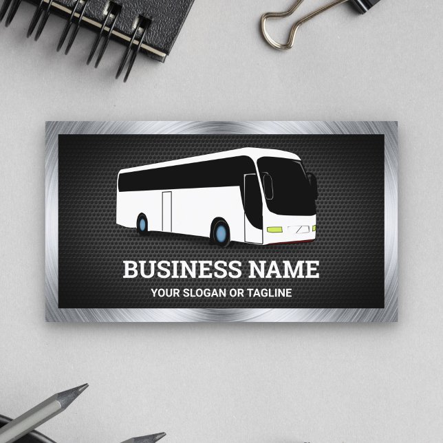Luxury White Bus Sightseeing Tours Travel Agent Business Card (Creator Uploaded)