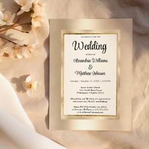Luxury white champagne gold glamour Wedding Invitation