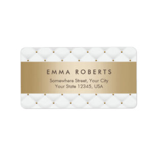 Luxury White Diamond Pattern Modern Gold Striped Label