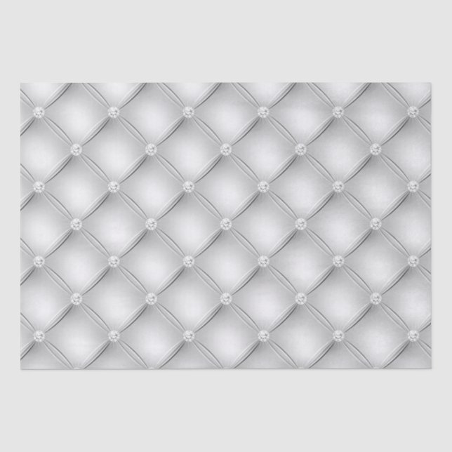 Luxury White Diamond Tufted Pattern Tissue Paper (Front)