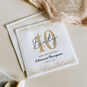 Luxury White Gold 40th Birthday Napkins
