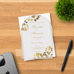 Luxury white gold eucalyptus elegant wedding acrylic invitations