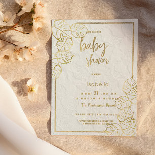 Luxury white gold french floral lace Baby Shower Invitation
