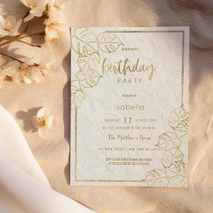 Luxury white gold french floral lace Birthday Invitation