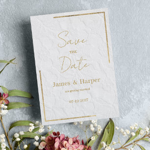 Luxury white gold french floral lace Save the Date Invitation