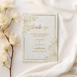 Luxury white gold French floral lace Thank You Card