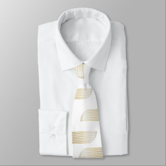 Luxury White & Gold Geometric Men's Necktie – Eleg