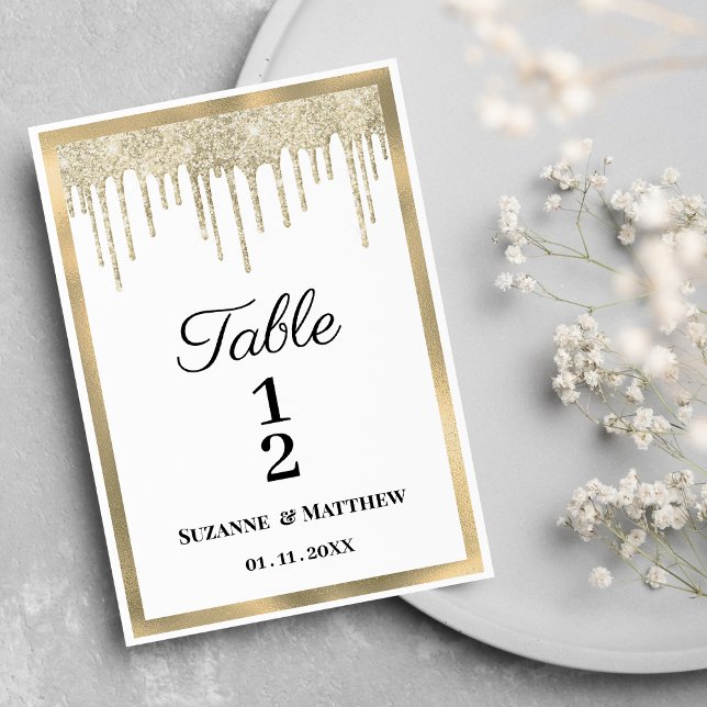 Luxury white gold glitter drips Table Numbers (Luxury white gold glitter drips Table Numbers)