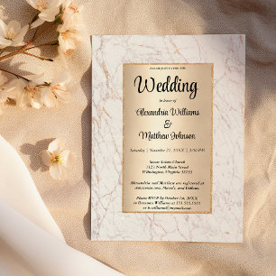 Luxury white gold glitter marble glamour Wedding Invitation