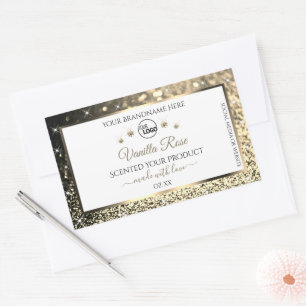 Luxury White Gold Glitter Product Labels Add Logo